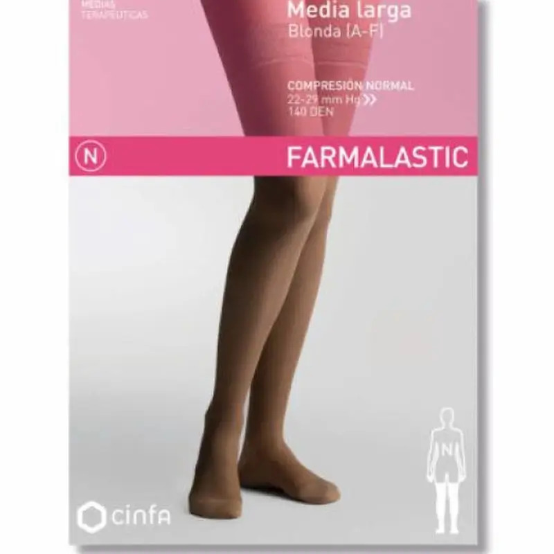 Farmalastic Media Larga Blonda Compresión Normal Camel, Talla Grande