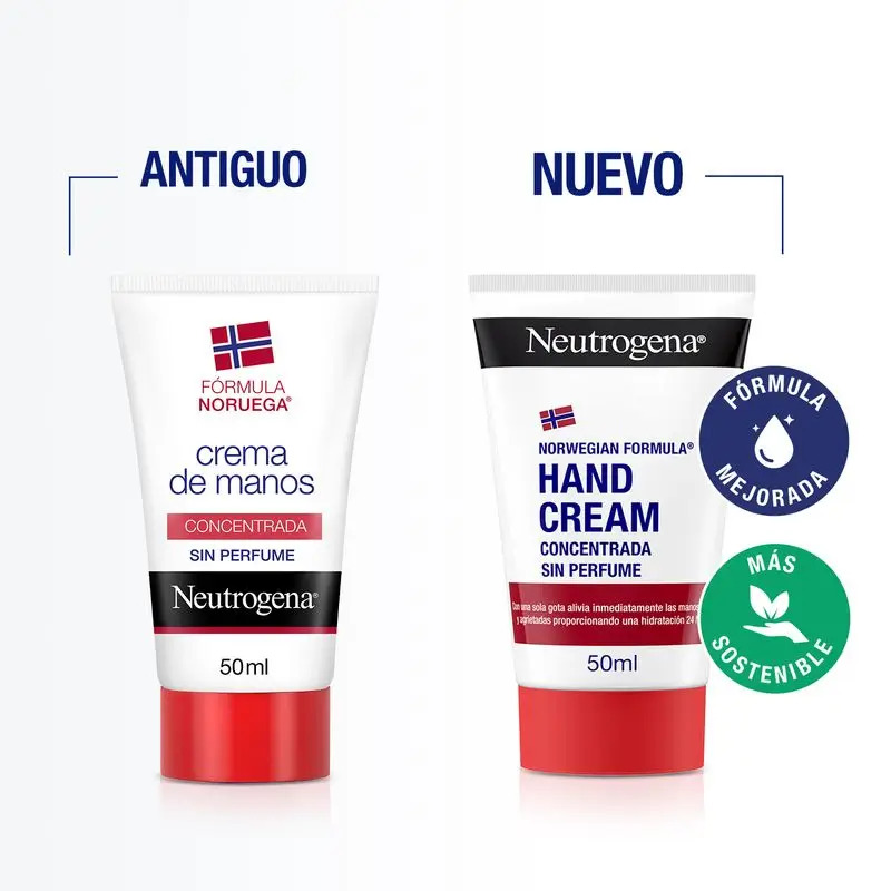 Neutrogena Crema de Manos Concentrada Reparadora sin Perfume, 50 ml