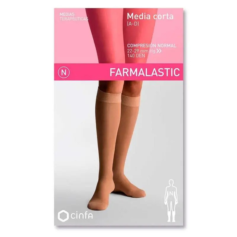 Farmalastic Media Corta Compresión Normal Negra, Talla XL