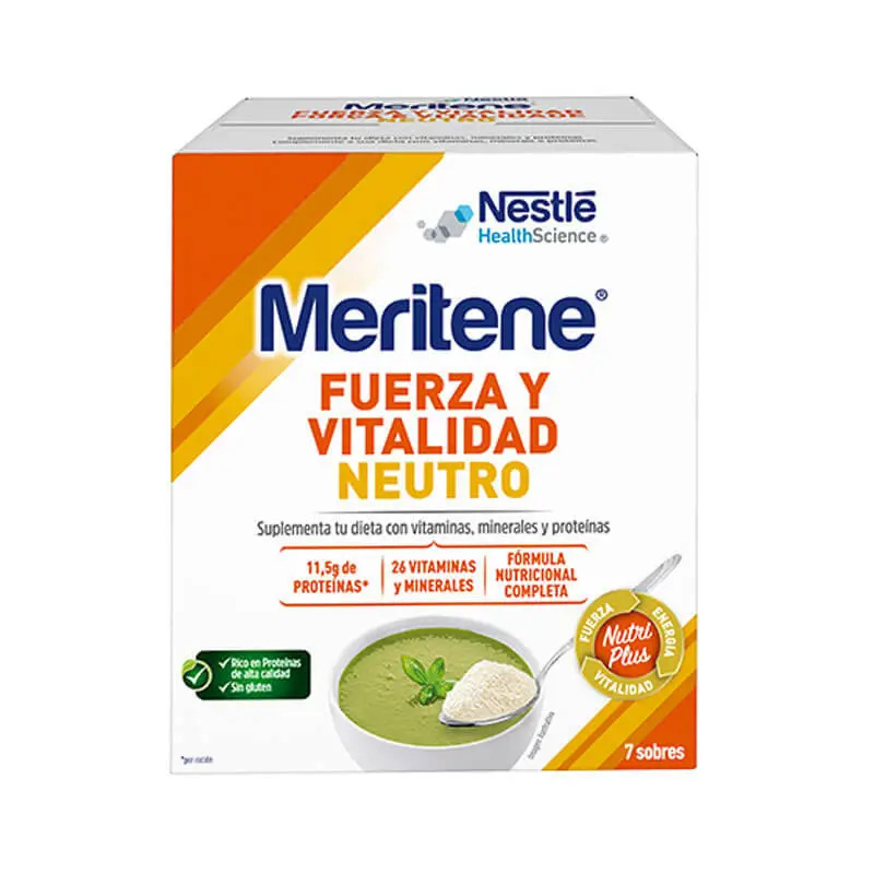 Meritene Fuerza y Vitalidad Batido Sabor Neutro, 7 sobres x 50 gr