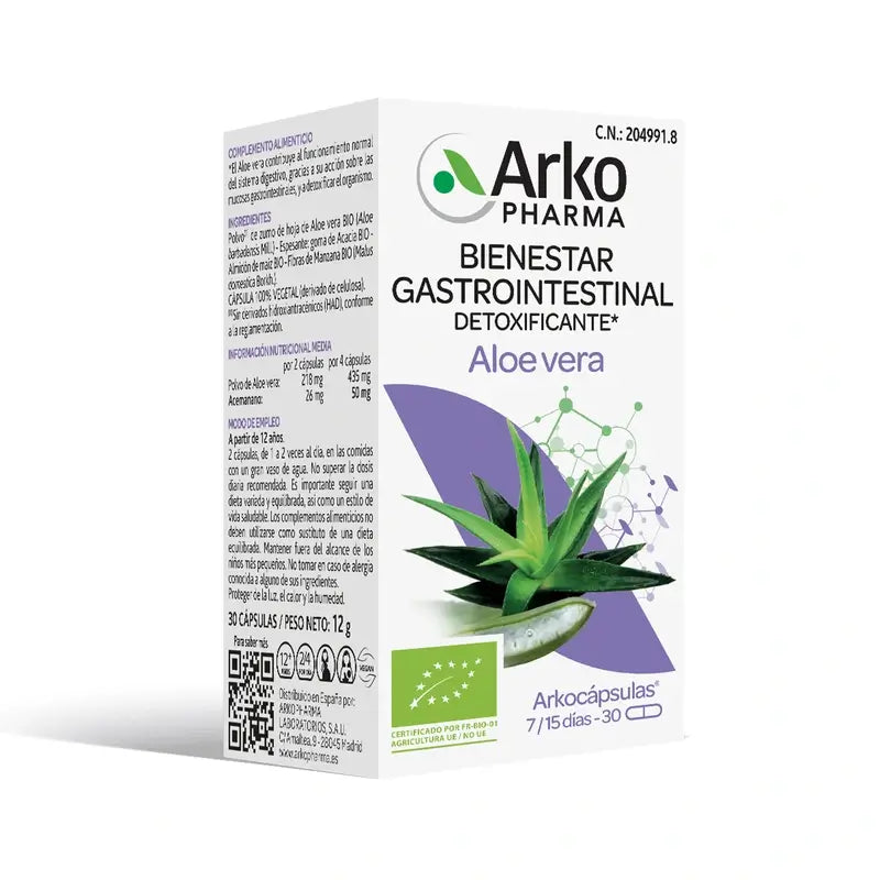 Arkopharma Arkocápsulas Aloe Vera Bio, 30 cápsulas