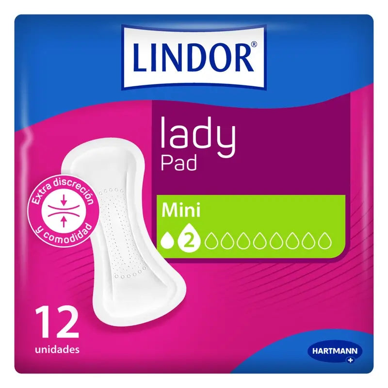 Lindor Lady Pad Mini 2 Drops, 12 Unidades