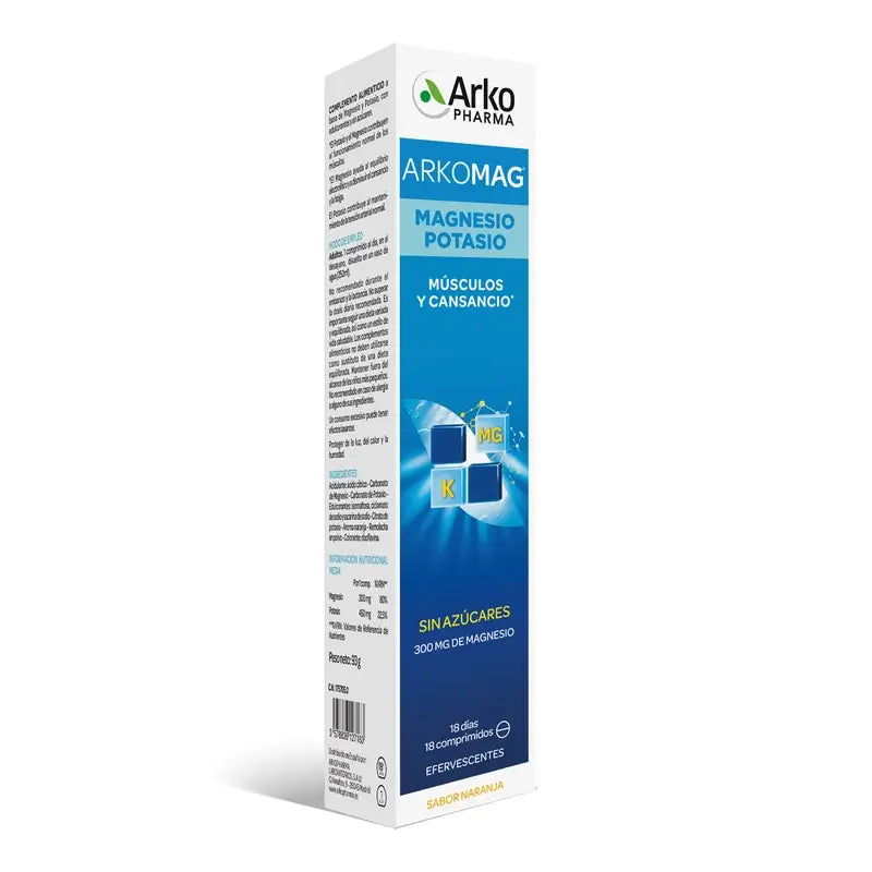 Arkopharma Arkomag Magnesio Potasio, 18 comprimidos efervescentes