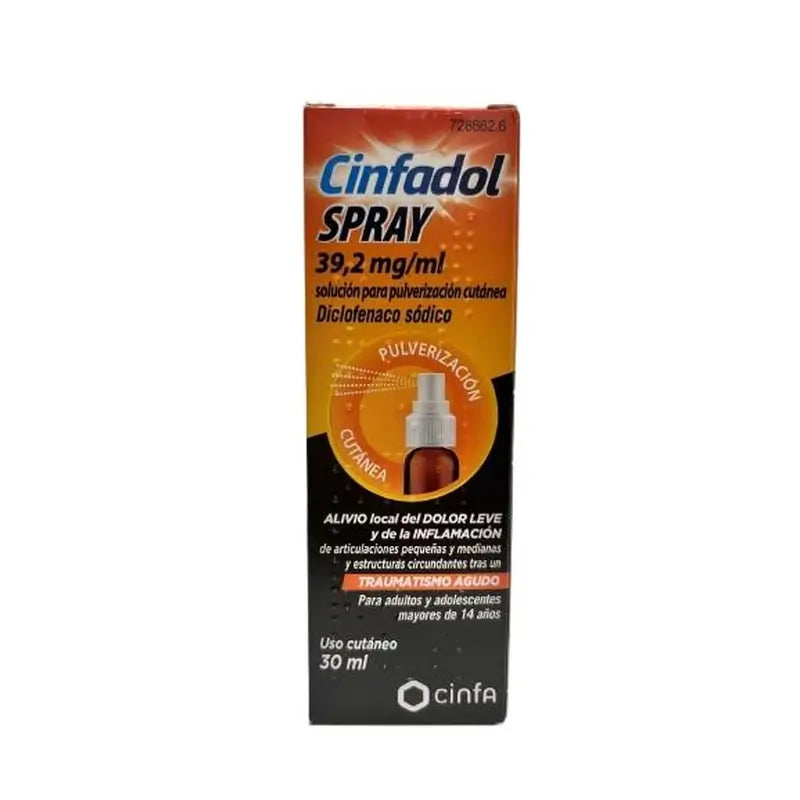 Cinfadol Diclofenaco 39,2mg/ml Pulverizacion Cutánea 30 ml
