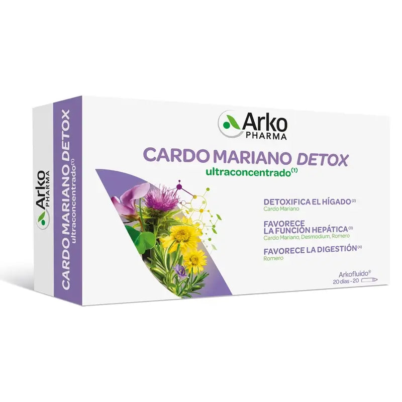 Arkopharma Arkofluido Cardo Mariano Detox, 20 ampollas