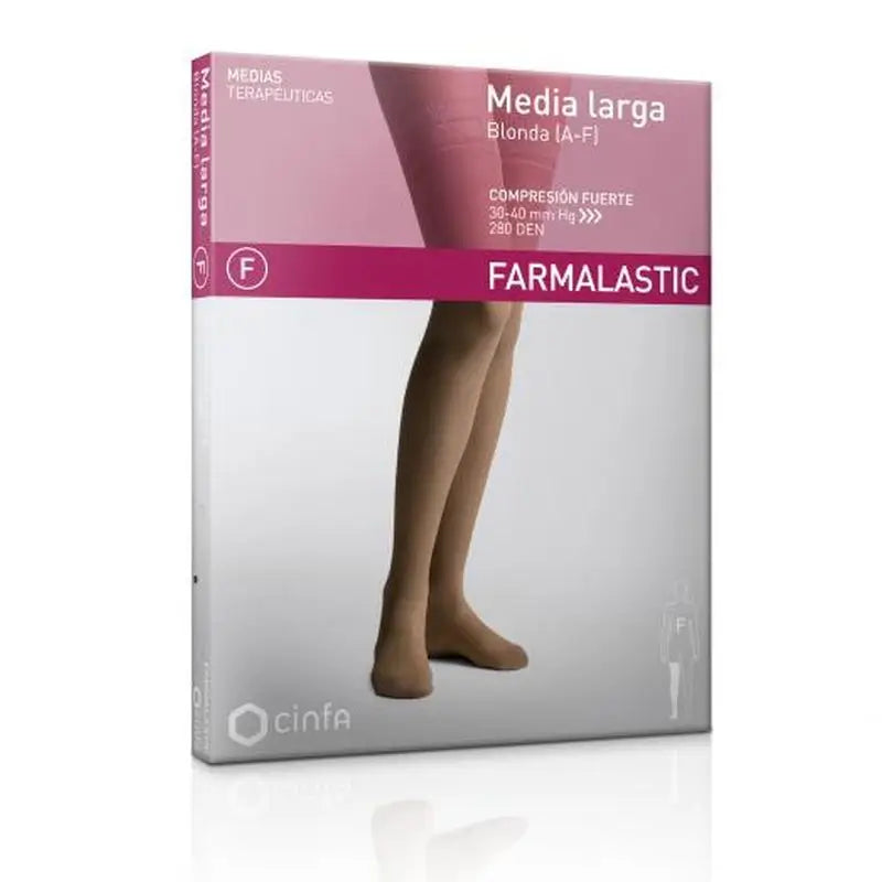 Farmalastic Media Larga Blonda Compresión Fuerte, Talla Reina Plus