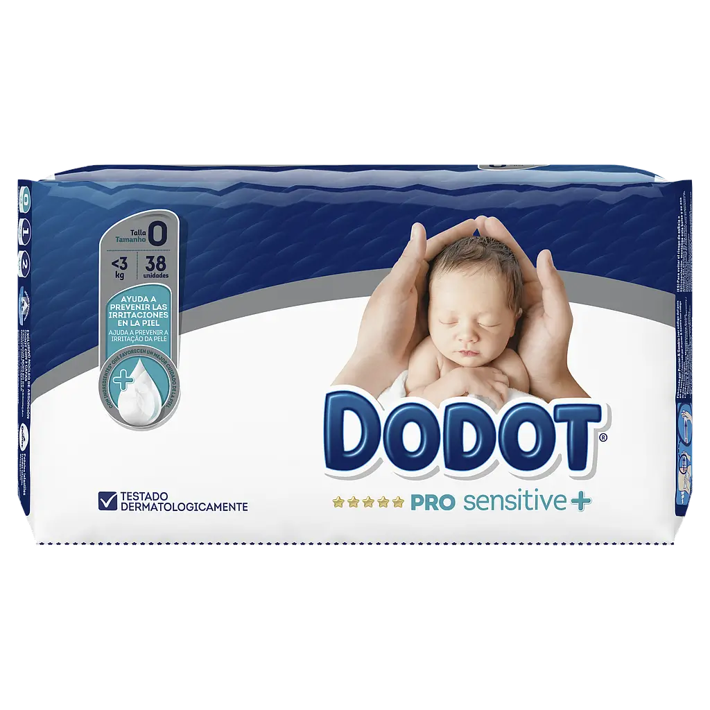 Dodot Pro Sensitive Talla 0 (Hasta 3 Kg), 38 Pañales