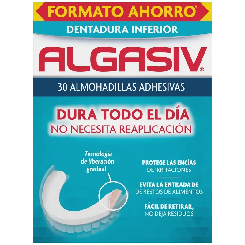 Algasiv Almohadillas Adhesivas Protesis Inferior 30 Unidades